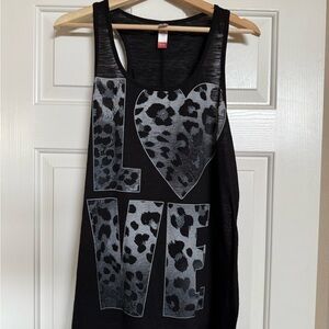 Black Leopard Print LOVE Tank Top